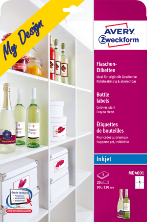 ETIKETTER AVERY MD4001 90X120 CREATIVE BOTTLE LABELS