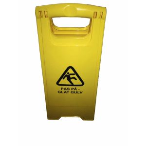 SKILT "PAS PÅ GLAT GULV " GULT PLAST T/AT KLAPPE SAMMEN