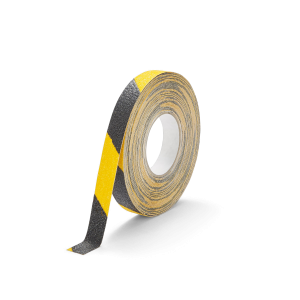 Skridsikker tape duraline® grip+ color 25 mmSmal skridsikker tape til brug indendørs og på udendørs arealer under halvtag og udhæng. Grov, 36 grit kornstørrelse.