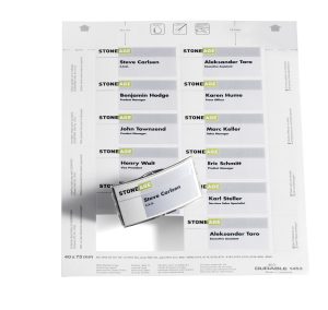 Indstiksark badgemaker® 40x75mmMikroperforerede indstiksark til navneskilte i format 40x75mm. 240 stk.
