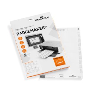 Indstiksark badgemaker®60x90mmMikroperforerede indstiksark til navneskilte i format 60x90mm. 20 ark/160 stk. etiketter