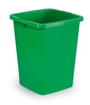Affaldsspand durabin 90l kvadratiskStor kvadratisk affaldsspand, 90 liter, med bærehåndtag. Godkendt til fødevarer. 1 stk.