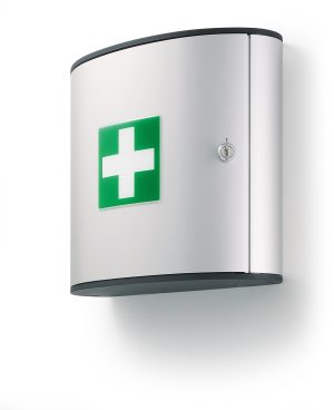 Førstehjælpsskab first aid set mFørstehjælpsskab med to fag  med  indhold (36 stk forskellige førstehjælpsartikler).