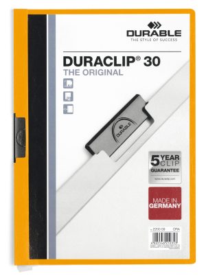 Klemmappe duraclip® 30 a4Den originale klemmappe med transparent forside, kan rumme op til 30 A4 sider.