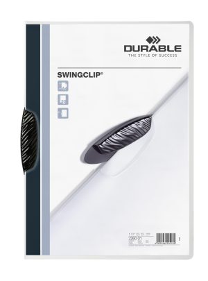Klemmappe swingclip® 30 a4 transparentKlemmappe i transparent plast med farvet plastclip, kan rumme op til 30 A4 sider