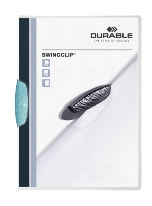 Klemmappe swingclip® 30 a4 transparentKlemmappe i transparent plast med farvet plastclip, for op til 30 A4 ark.