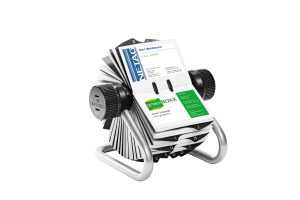 Visifix® visitkortkartotekRullekartotek med 200 lommer der totalt kan indeholde op til 400 visitkort .