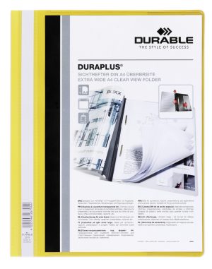 Duraplus®Tilbudsmappe A4 med farvet ryg, bagside og klar dobbelt forside.