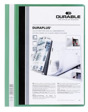 Duraplus®Tilbudsmappe A4 med farvet ryg, bagside og klar dobbelt forside.