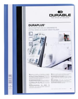 Duraplus®Tilbudsmappe A4 med farvet ryg, bagside og klar dobbelt forside.