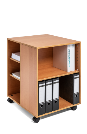 Multifunktionsvogn 74/59 åbenVogn av melamin, åben på tre sider med 6 hylder.