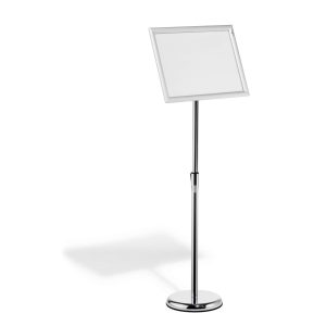 Gulvskilt med klikramme a3Gulvskilt med klikramme i A3 format. Den kan justeres i højden og læsevinklen og kan drejes til stående eller liggende format.