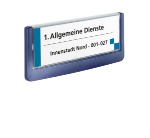 Click sign 149x52,5mmDør og vægskilte med farvet kant. Let aftagelig  front for nem udskifte af indstik. Design indstiksetiket med gratis skabelon.