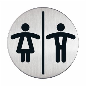 PICTOGRAM WC DAME/HERRE RUSTFRIT STÅL Ø83MM