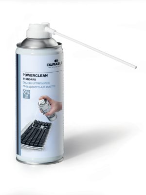 Trykluftrenser powerclean 400 ml.Komprimeret luftspray POWERCLEAN for rengøring af utilgængelige eller sarte overflader. Med praktisk sprayrør. Let antændeligt gas. Indhold 400 ml.
