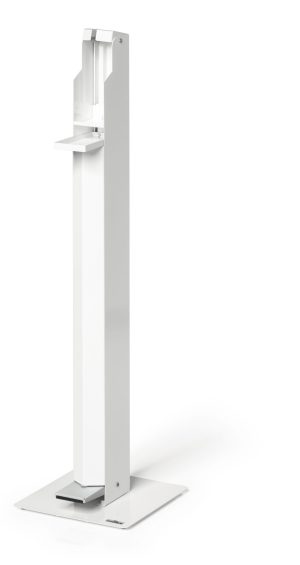 Håndspritdispenser gulvstander med fodpedalHåndsprit dispenser gulvstander med fodpedal. Fleksibel højdejustering til desinfektionsflasker op til 500 ml