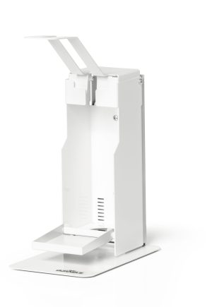 Håndspritdispenser bordstanderHåndsprit dispenser bordstander. Fleksibel højdejustering til desinfektionsflasker op til 500 ml