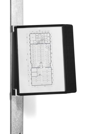 Vario® magnet wall 10Komplet registersystem med magnetisk vægstativ og  10 stk sorte A4-paneler i polypropylen.