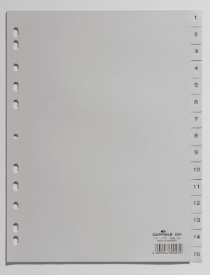 Register 1-15Universalhullet polypropylen register med trykte faner 1-15. Register 1-15Universalhullet polypropylen register med trykte faner 1-15.