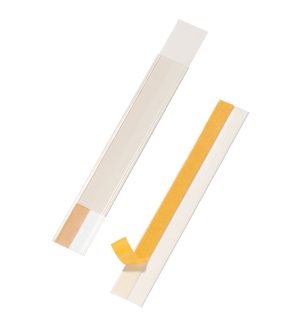 Hyldeforkant scanfix® 200x40 mm selvklæbende bulk packSelvklæbende, scanbar etiketholder til mærkning af f.eks. hyldeforkanter. Åben i toppen og i siden. Skrivehøjde 3,7 cm, længde 20 cm. 50/pakke