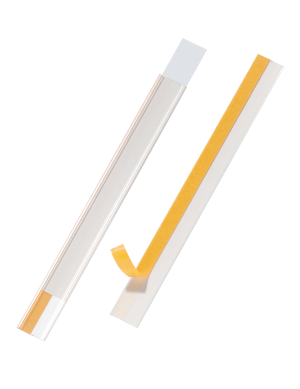 Hyldeforkant scanfix® 200x20 mm selvklæbendeSelvklæbende, scanbar etiketholder til mærkning af f.eks. hyldeforkanter. Åben i toppen og i siden. Skrivehøjde 1,7 cm, længde 20 cm. 5/pose