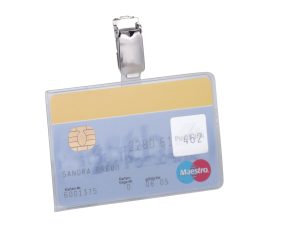 Id-kortholder til 1 kort  m stropklemmeLetvægtst holder med plads til 1 stk. sikkerhedskort.