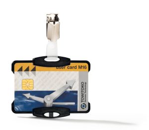 Id-kortholder m stropklemmeHolder med åben front med plads til 1 stk sikkerhedskort.