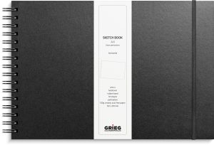 Skitseblok, sort kunstskind, ulinj., A4 liggende