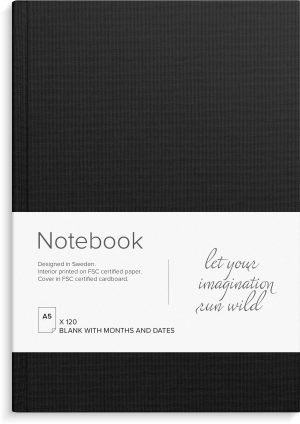 Mayland, Notesbog, sort tekstilpræg, ulinj. A5