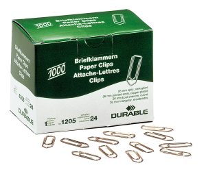 Papirclips 26 mm kobberbelagt 1000 stkKobberbelagte 26 mm metalclips