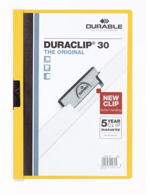 Klemmappe duraclip® 30 a4Den originale klemmappe med transparent forside, kan rumme op til 30 A4 sider.