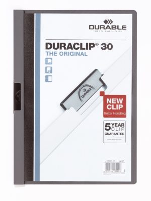 Klemmappe duraclip® 30 a4Den originale klemmappe med transparent forside, kan rumme op til 30 A4 sider.