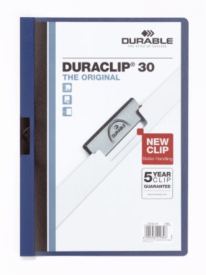 Klemmappe duraclip® 30 a4Den originale klemmappe med transparent forside, kan rumme op til 30 A4 sider.