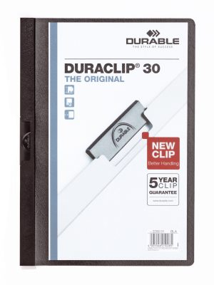 Klemmappe duraclip® 30 a4Den originale klemmappe med transparent forside, kan rumme op til 30 A4 sider.