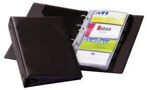 Visifix® economyVisitkortmappe med ringmekanisme med plads til 96 visitkort.