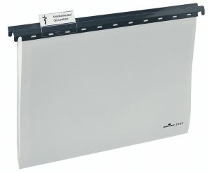 Hængemappe a4 ppMed vinklet, stabil plastophængsskinne - 60 mm titelfane, blankoindstik og A-Z-indstik - Fremstillet af rivefast polypropylen