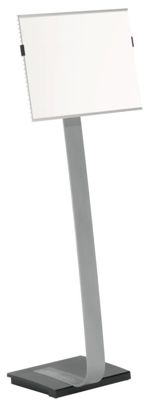 Gulvskilt info sign stand a3Gulvstander med stabil og tung fod. Drejelig skilte i aluminium med frontplade i akryl. Design indstiksetiket med gratis skabelon. 1 stk