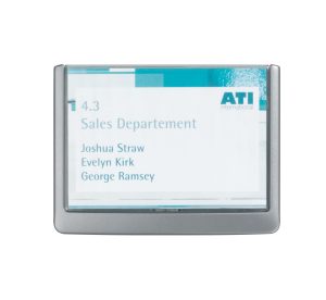 Click sign 149x105,5mm (a6)Dør og vægskilte med farvet kant. Let aftagelig  front for nem udskiftning af indstik. Design indstiksetiket med gratis skabelon.