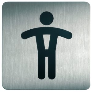 Skilt firkantet herretoiletPictogram af rustfrit stål