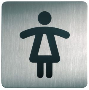 Skilt firkantet dametoiletPictogram af rustfrit stål