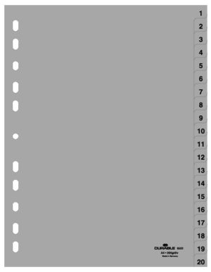 Register 1-20Universalhullet polypropylen register med trykte faner 1-20. Register 1-20Universalhullet polypropylen register med trykte faner 1-20.