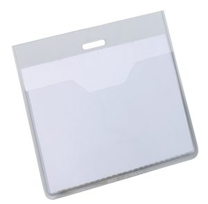 Navneskilt 60x90 mmNavneskilt af robust plast med åben top til kombination med f eks halssnor. Tværformat. 20 stk.