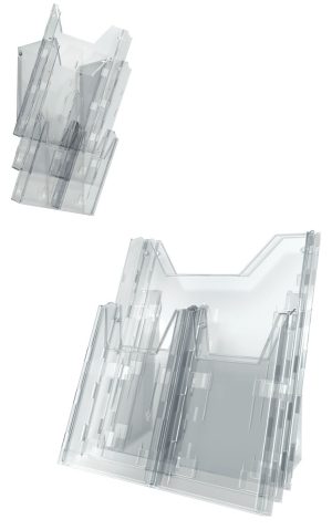 Combiboxx proBrochureholder til visning og præsentere A4 og 1/3 A4-format oplysninger. Sæt med en A4 fag og fire 1/3 A4 fag. Kan placeres opretstående på et bord eller sættes op på en væg. Combiboxx proBrochureholder til visning og præsentere A4 og 1/3 A4-format oplysninger. Sæt med en A4 fag og fire 1/3 A4 fag. Kan placeres opretstående på et bord eller sættes op på en væg.