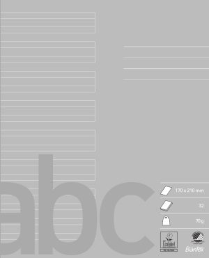 Bantex Skolehæfte 17X21 24 Linjer, Grå