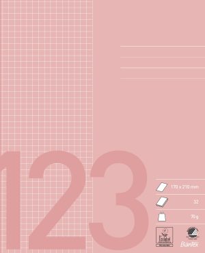 Bantex Skolehæfte 17X21 5X5 Kvadreret, Gammel Rosa