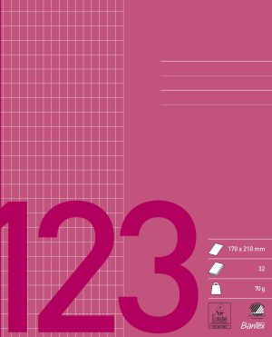 Bantex Skolehæfte 17X21 Kvadreret 5X9, Bordeaux