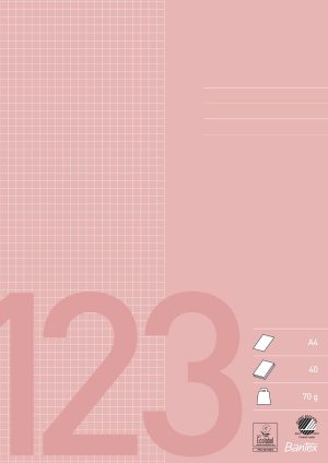 Bantex Skolehæfte A4 Kvadreret 5X5, Gammel Rosa