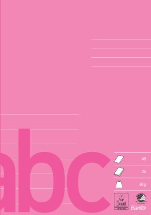 Bantex Skolehæfte A5 7 Linjer, Rosa/Pink