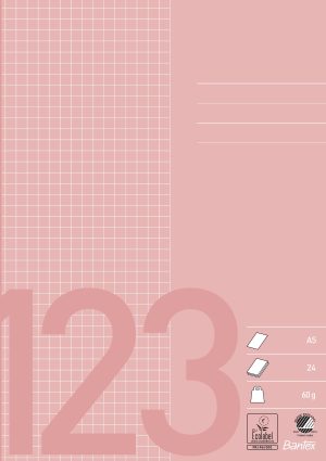 Bantex Skolehæfte A5 5X5 Kvadreret, Gammel Rosa