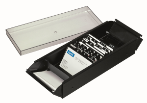 VISITKORTKARTOTEK T/600 KORT M/REGISTER SORT METAL